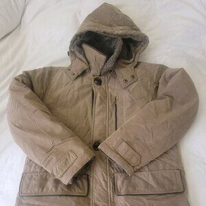 RainForest RFT Soft Brown Puff Parka Pockets Zip Up With Hood Medium Winter NICE